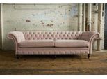 Xxl Divano 4 Posti Divano Chesterfield Imbottito Set Di Sedili In Similcuoio Rosa