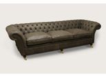 Xxl Grande Divano 4 Posti Divano Chesterfield Tappezzeria Set Similcuoio Marrone Nuovo