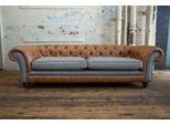 Divano Grande Xxl 4 Posti Divano Chesterfield Imbottito Set Di Sedili In Similcuoio Grigio