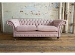 Xxl Divano 3 Posti Divano Chesterfield Tappezzeria Sedile Set Pelle Tessile Rosa Nuovo