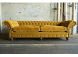 Xxl Divano 4 Posti Divano Chesterfield Imbottito Set Di Sedili In Similcuoio Giallo