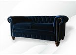 Chesterfield Blu Soggiorno Design Moderno Divano Nuovo Velluto Tessuto Mobili