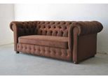 Divano Chesterfield 3 Posti Imbottitura Tessile Divano Seduta Soggiorno Marrone
