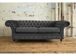 Jv MöBel Xxl Divano 3 Posti Couch Chesterfield Tappezzeria Set Tessile Grigio Nuovo