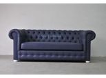 Divano Chesterfield 3 Posti Imbottitura Tessile Divano Seduta Soggiorno Nero