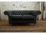 Jv MöBel Salotto Divani Chesterfield 2 Posti Nero