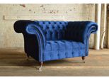 Poltrona Imbottita Design Chesterfield Divano Tv 1 Posto Tessile 372