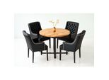 Set Da Pranzo Tavolo + 4 Sedie Chesterfield Sedia In Legno Sedile Imbottito Set Poltrona