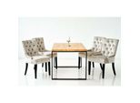 Tavolo + 6X Sedie Chesterfield Gruppo Di Sedie Imbottite Poltrona Legno Sala Da Pranzo