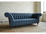 Divano Chesterfield Tessile 3 Posti Xxl Grande Divano Divano Grande Nuovo Rivestimento Blu
