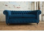 Divano Chesterfield Blu Imbottitura Tessile Set Di Sedute Divano In Tessuto Divani 3 Posti