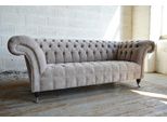 Jv MöBel Chesterfield Grande Design Tessile Soggiorno Divano Imbottito 3 Posti