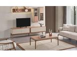 Set Soggiorno Credenza Tv + Tavolino Beige Legno Jvmoebel