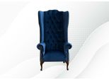 Poltrona Wing Chair Chestefield Sedia Seduta Imbottitura Divano Lounge Velluto Tessile Nuovo