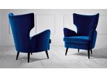Poltrona Poltrona Wing Chair 1 Posto Sedile Tessuto Lusso Soggiorno Moderno Blu