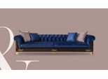 Divano 4 Posti In Tessuto Blu 300 X 100 X 70 Jvmoebel