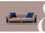 Divano 3 Posti 235 X 100 X 70 Tessuto Beige Jvmoebel