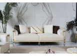 Divano 3 Posti Legno/Tessuto Bianco 242 X 95 X 73 Jvmoebel
