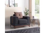 Poltrona Design Seduta Lusso Relax Tessile Con Acciaio Inox Jvmoebel