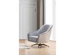 Poltrona Design Imbottitura Tessile Soggiorno Moderno Lusso Legno Mobili Girevoli Nuova
