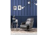 Poltrona Wing Chair Ecopelle Soggiorno Design Poliestere Nero Jvmoebel