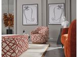 Poltrona Wing Chair Moderna Tessuto Soggiorno Poliestere Arancione Design Jvmoebel