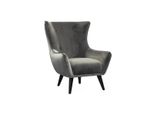 Poltrona Wing Chair Tessuto Soggiorno Poliestere Design Grigio Seduta Moderna Jvmoebel