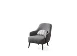 Poltrona Wing Chair Tessuto Soggiorno Poliestere Design Grigio Seduta Moderna Jvmoebel