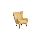 Poltrona Wing Chair Poltrona Cocktail Tessuto Soggiorno Poliestere Giallo Seduta Jvmoebel