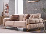 Beige Tre Posti In Acciaio Inox Mobili Soggiorno Divano Lusso Tessile Jvmoebel