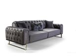 Lusso Divano Chesterfield 3 Posti Divano Grigio Tappezzeria Tessile Divani