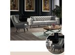 Set Divano Chesterfield Divano 31 Posti In Tessuto Grigio Divani Di Lusso Bianco Jvmoebel