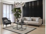 Set Di Divani Divano 3 Posti Poltrona In Tessuto Beige Set Moderno In Poliestere Jvmoebel