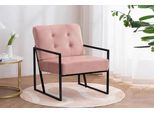 Poltrona Confortevole 1 Posto Soggiorno Rosa Rivestimento Tessile Gambe In Metallo Jvmoebel
