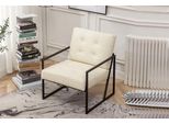 Poltrona Esclusiva Da Salotto Stile Moderno Beige Tessile Gambe In Metallo