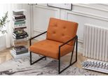 Poltrona Da Salotto Arancione Lussuose Gambe In Metallo Rivestimento Tessile Jvmoebel
