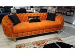 Elegante Divano A 3 Posti Chesterfield Color Arancio Arredamento Moderno Per Il Soggiorno
