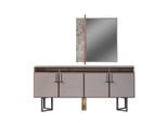 Set Sala Da Pranzo Credenza + 1X Specchio Armadio Legno Grigio Jvmoebel