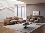 Set Da Salotto Divano Angolare A L + 2X Poltrona + Tavolino Beige Jvmoebel