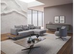 Set Soggiorno Divano Angolare A L + Poltrona + Tavolino Grigio 3 Pezzi Jvmoebel