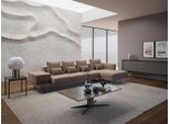 Set Soggiorno Divano Angolare A L + Tavolino + Tavolino Beige Jvmoebel