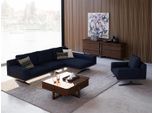 Set Da Salotto Divano Angolare A L + Poltrona Blu Jvmoebel