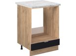 Vicco Mobile Per Forno Da Incasso Fame-Line, 60 Cm , Pl Marmo, Nero A Righe/Quercia Dorata
