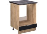 Vicco Mobile Per Forno Da Incasso Fame-Line, 60 Cm , Pl Antracite, Nero A Righe/Quercia Dorata