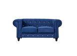 Divano Classico In Pelle - Divano Chesterfield Blu In Tessuto 2 Posti Jvmoebel®