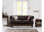 Pelle Chesterfield Mens Club Sofa Couch Upholstery Two Seater Brown New Jvmoebel ®