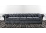 Chesterfield 5 Posti Classico Lusso Barocco Rococò Divano Pelle Tessile