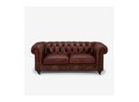 Divano Chesterfield A 2 Posti Classico Di Lusso Barocco Rococò Divano In Pelle Marrone Nuovo