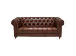Divano Classico In Pelle - Divano Chesterfield Marrone In Tessuto 3 Posti Nuovo Jvmoebel ®