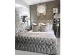Chesterfield Camera Da Letto Letti Tessile 180X200Cm Velluto Grande Hotel Grigio Nuovo